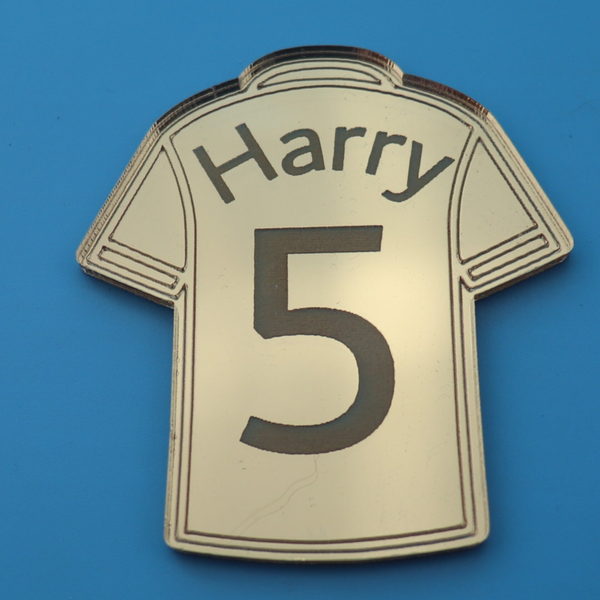 Personalised Football / Sport Shirt Cake Charm – Mirrored Acrylic