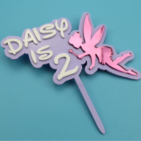 Fairy Cake Topper – Custom Name & Age Acrylic Birthday Decoration