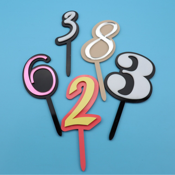 Luxury Acrylic Number Cake Toppers & Number Charms – Double Layered 3D Acrylic