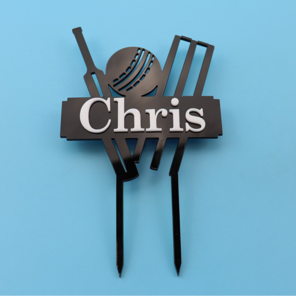Personalised Cricket Cake Topper – Premium Acrylic Name Design