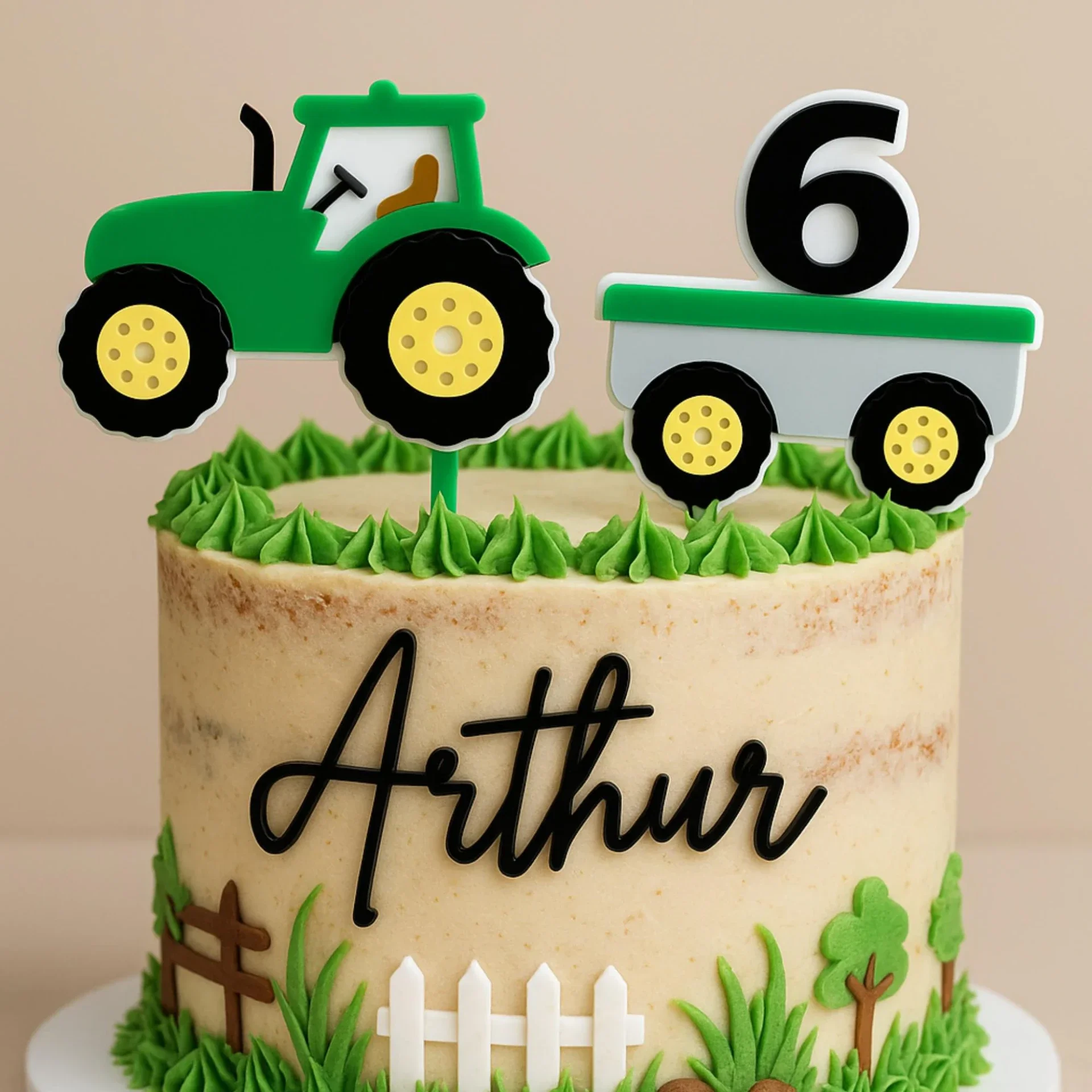 Tractor Cake Topper Set | Personalized Name & Age in 3D acrylic