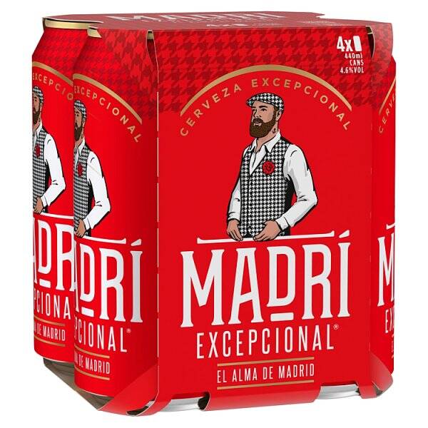 Madri Excepcional Premium Lager Beer Can 4 x 440ml