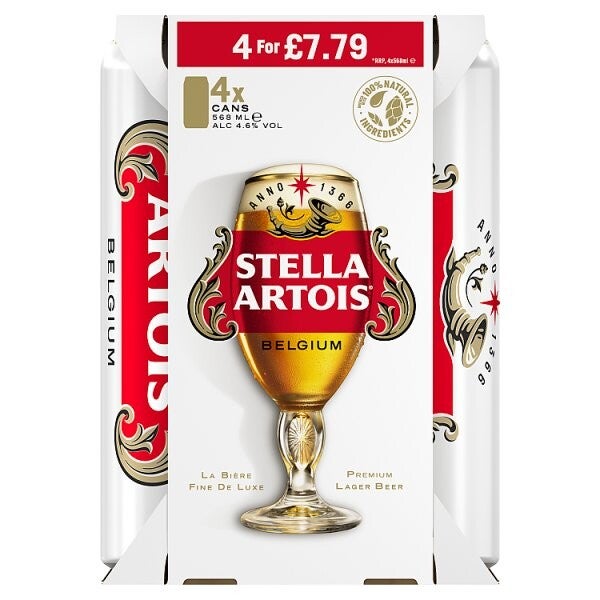 Stella Artois Premium Lager Beer Cans 4x568ml