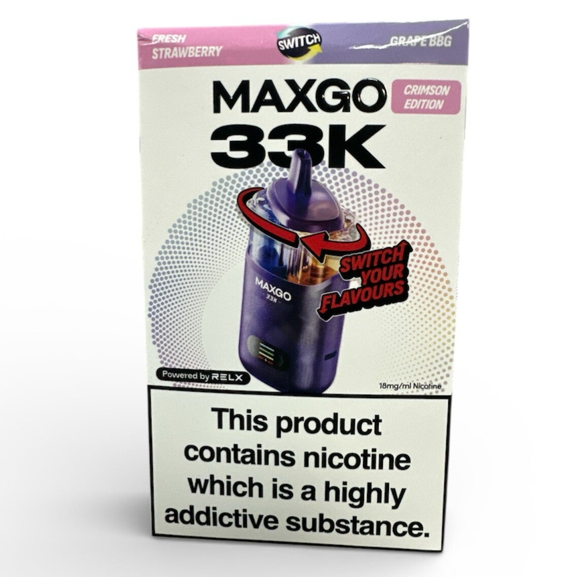 RELX Maxgo Combo 33K Prefilled Vape Kit maxgo 33k Fresh Strawberry & Grape BBG