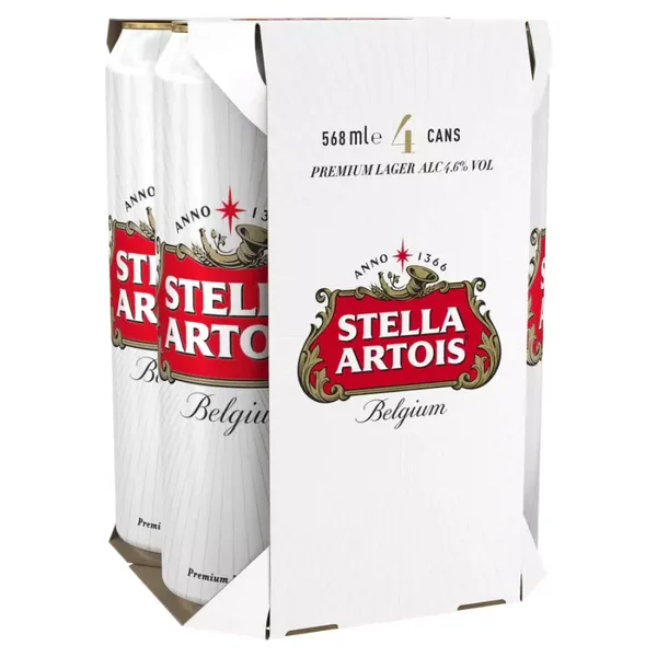 Stella Artois Belgium Premium Lager Beer 4 x 568ml