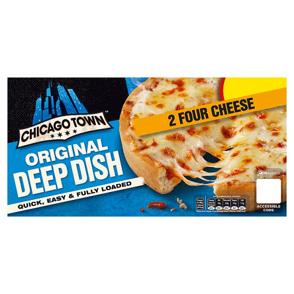 Chicago Town 2 Deep Dish Four Cheese Mini Pizzas 2 x 148g