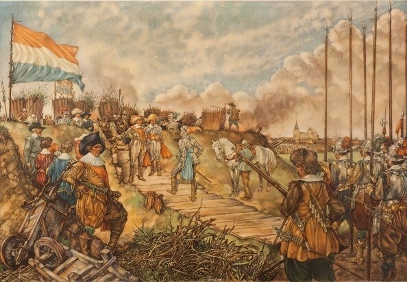 Frederik Hendrik voor 's-Hertogenbosch, 1629, getekend door J.H. Isings, 1950