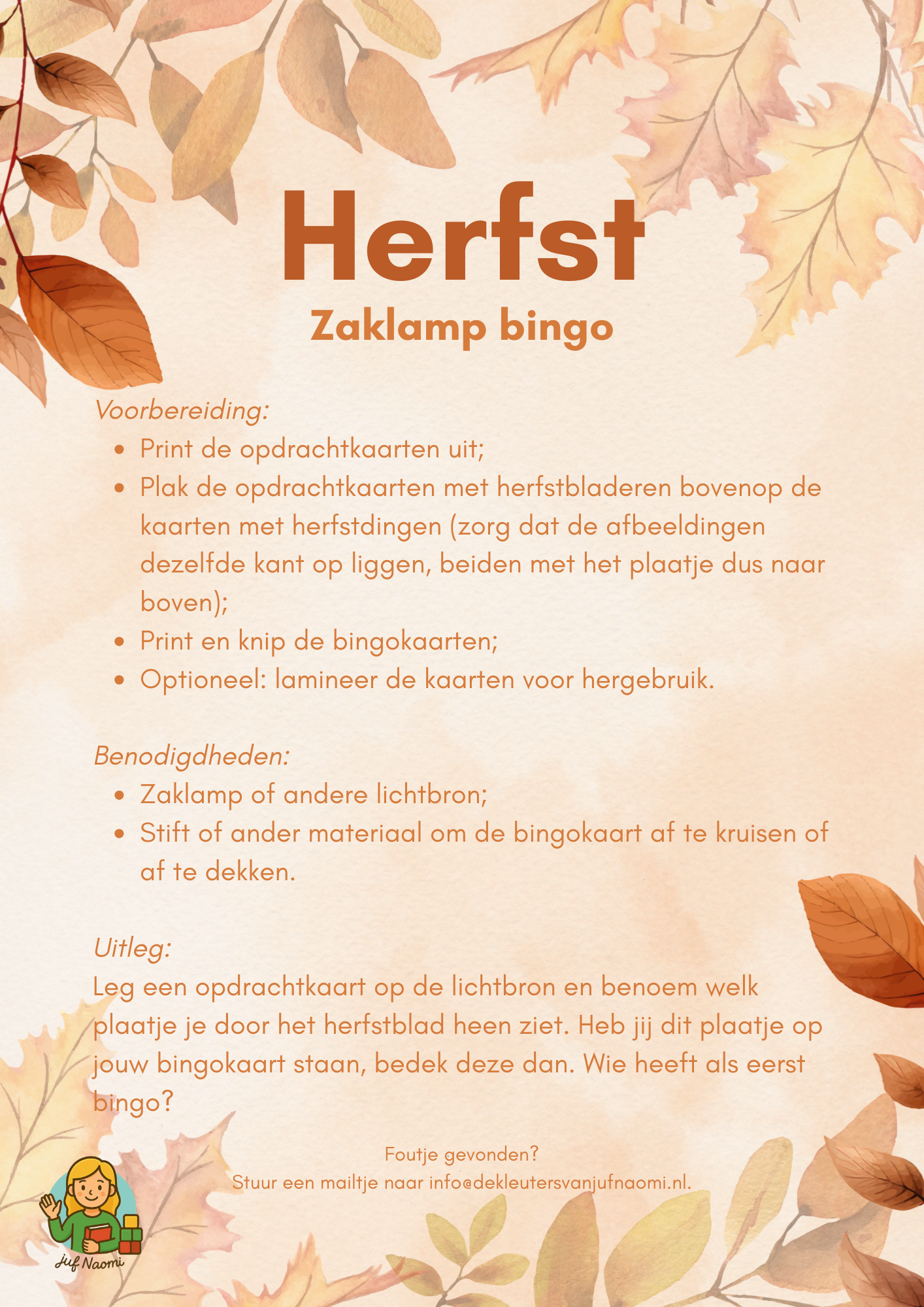 Herfst | Zaklamp bingo