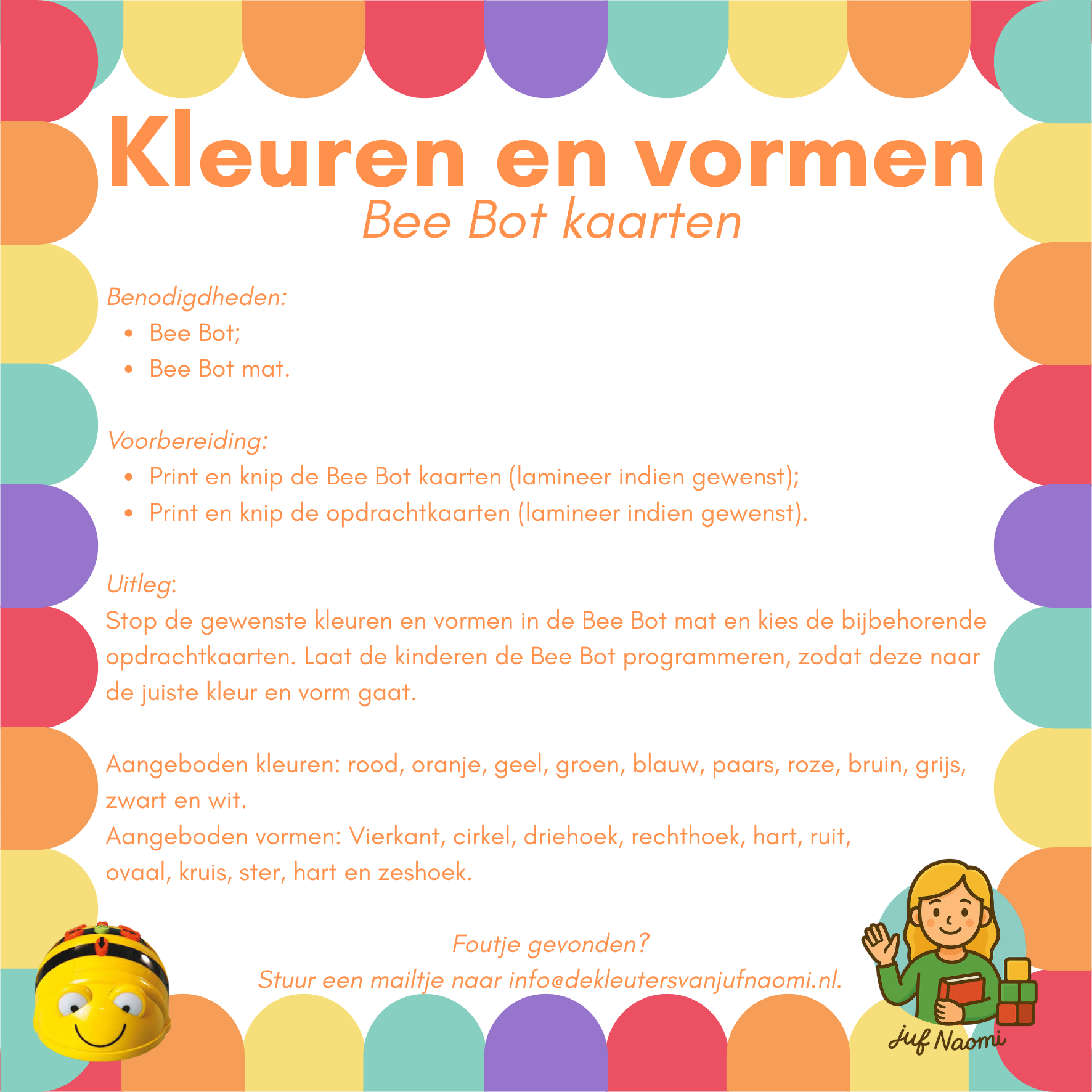 Kleuren en vormen | Bee Bot Kaarten