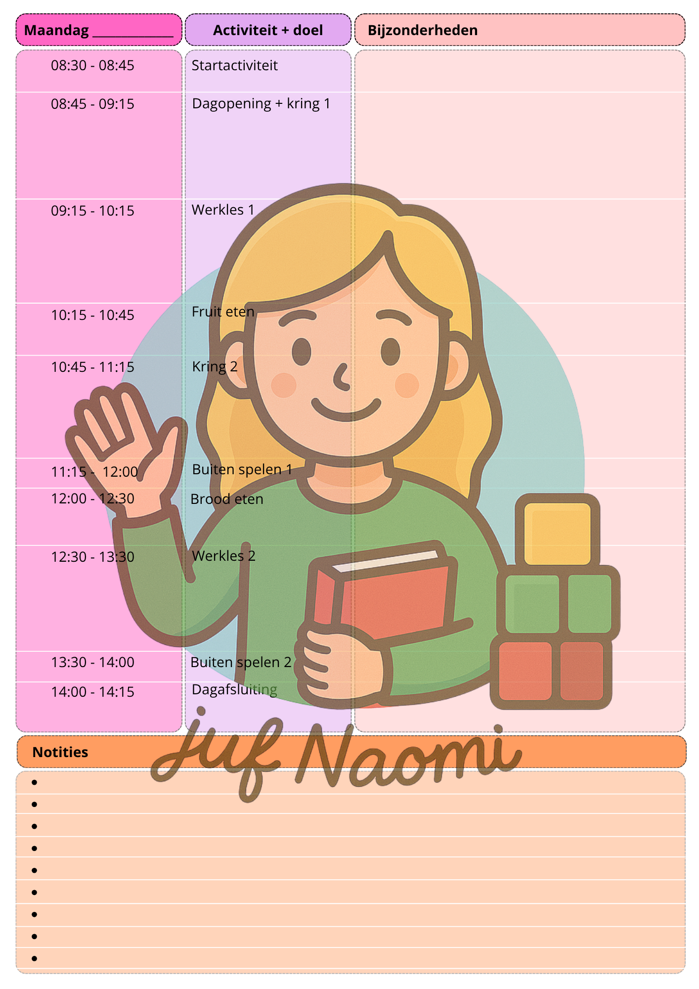 Weekplanning 2.0 - bewerkbaar