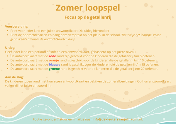 Zomer | loopspel getallenrij