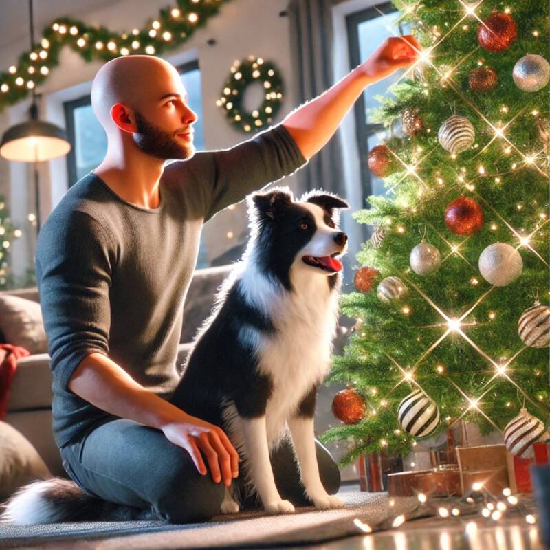 Paul, der Bordercollie feiert Weihnachten