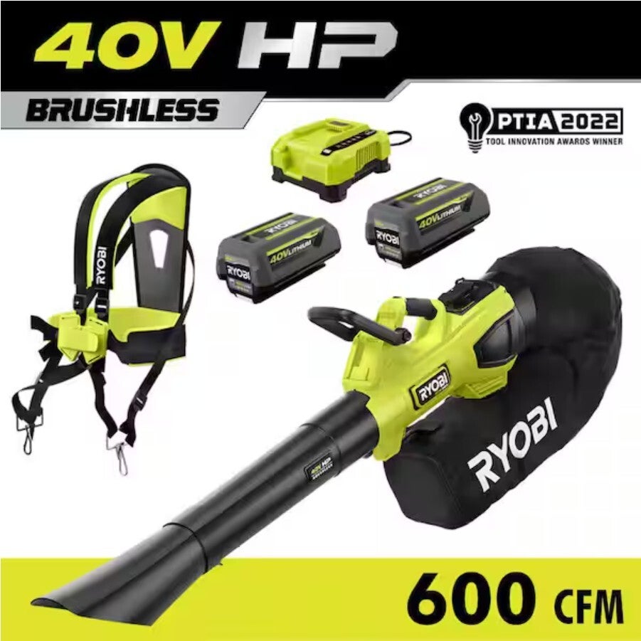 RYOBI 40V CFM Cordless Blower/Vacuum +(2) BATTERIES AND CHARGER!