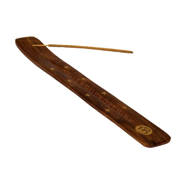 Houten Wierookplankje - Messing Inleg - Ohm