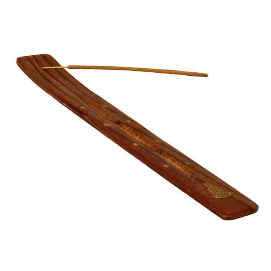 Houten Wierookplankje - Messing Inleg - Boeddha