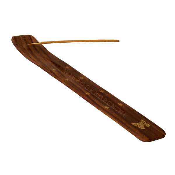 Houten Wierookplankje - Messing Inleg - Vlinder
