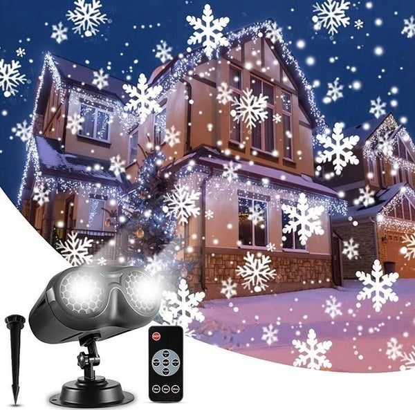 Αδιάβροχος Διπλός Προτζέκτορας Led Χιονόπτωσης με Τηλεχειριστήριο 22294-020-00-05