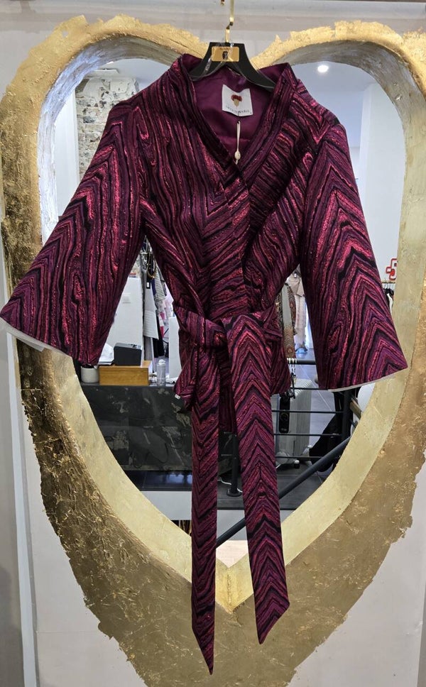 VESTE KIMONO EN JACQUARD AVEC SA CEINTURE