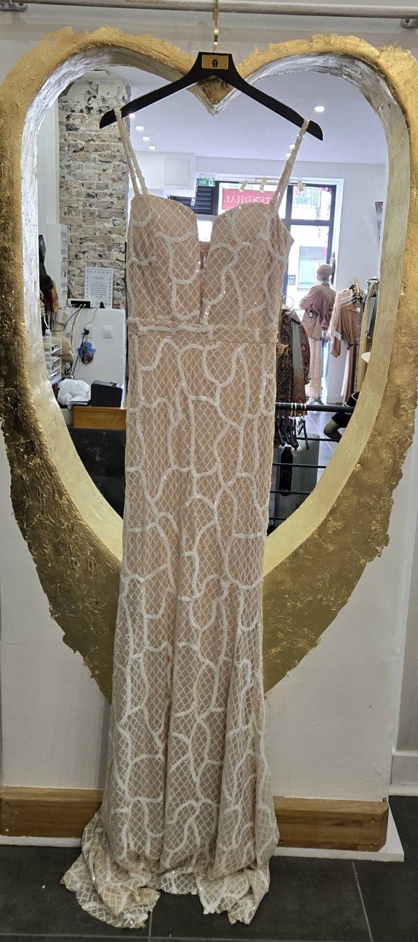 ROBE DE SOIREE EN PAILLETTES LYCRA BICOLOR