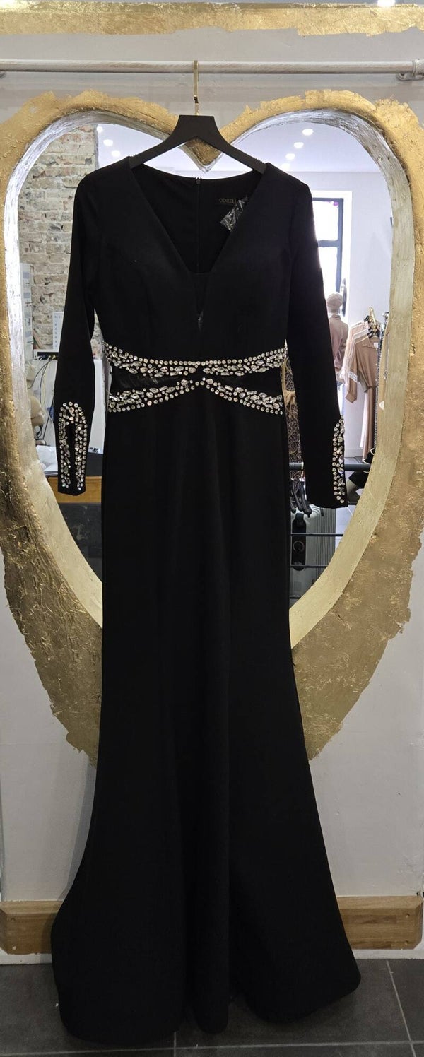ROBE DE SOIREE MANCHES LONGUES AVEC DIAMANTS