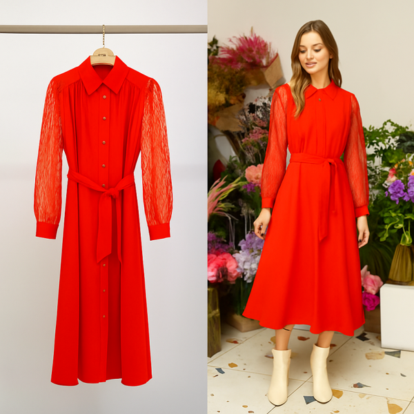 ROBE CREPE ET DENTELLE TSNIOUT