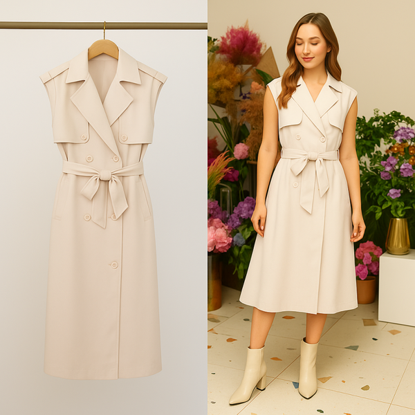 ROBE TRENCH BOUTONNAGE CROISE ET AVEC CEINTURE