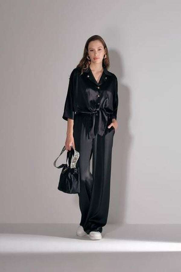 Top chemise satin lourd ample