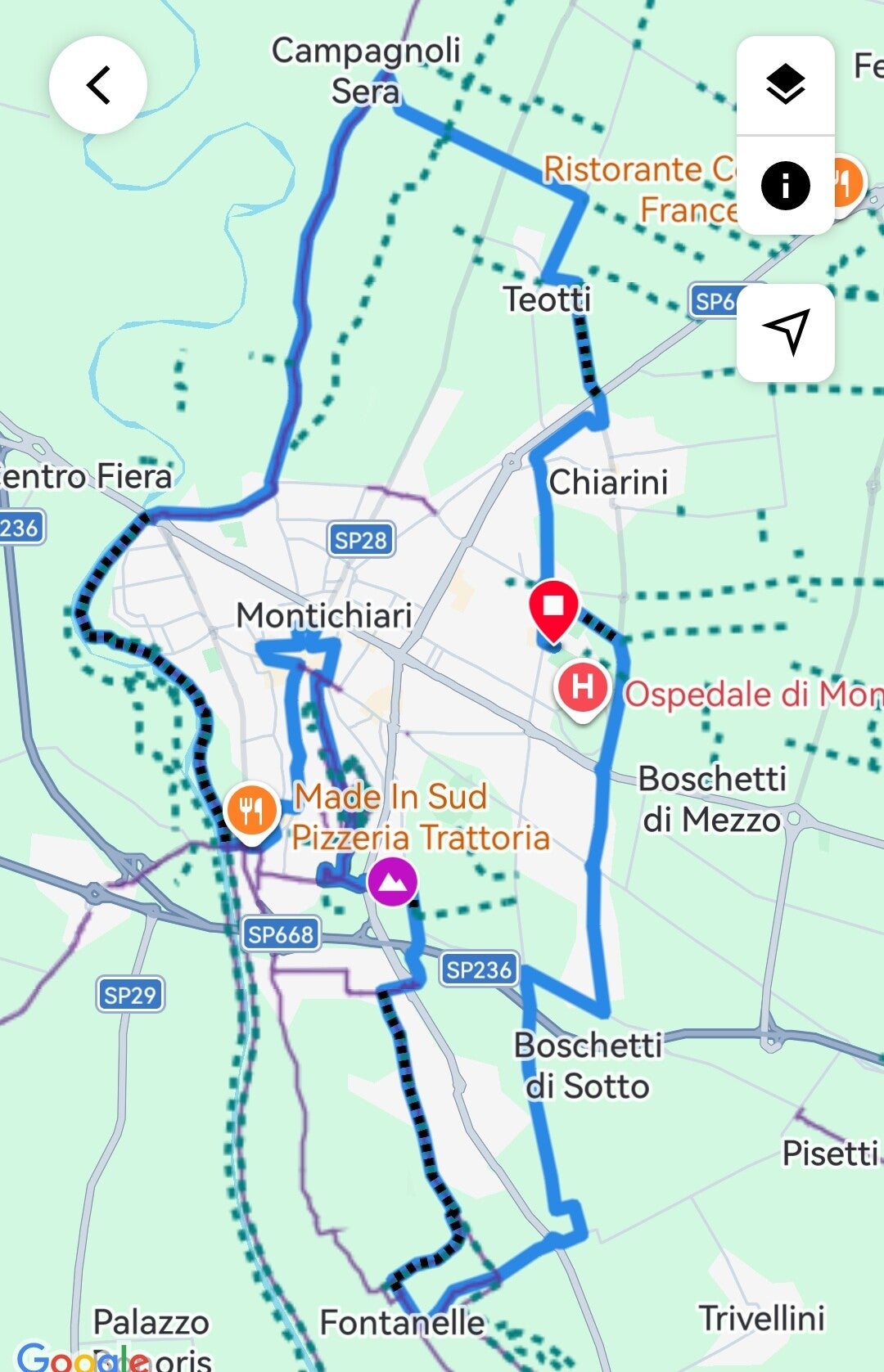 mappa percorso cicloturistica montichiari