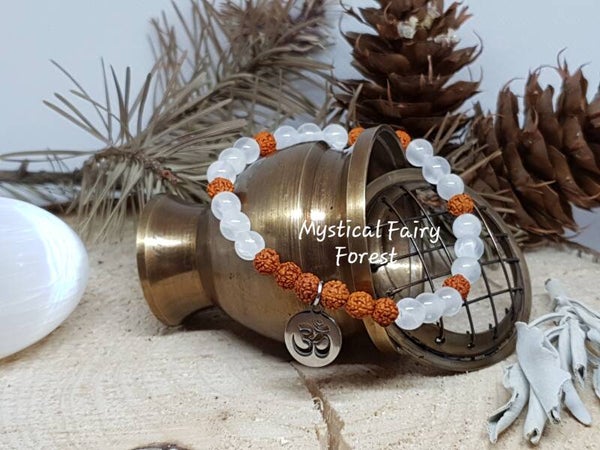 Bracelet "Bien-être et Apaisement" Sélénite et Graine de Rudraksha
