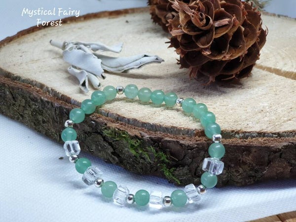 Bracelet de Lithothérapie "Équilibre et Bien-être" Aventurine verte, Cristal de Roche