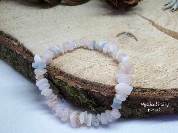 Bracelet Baroque "Béryls" A  Morganite/Aigue-Marine/Héliodore