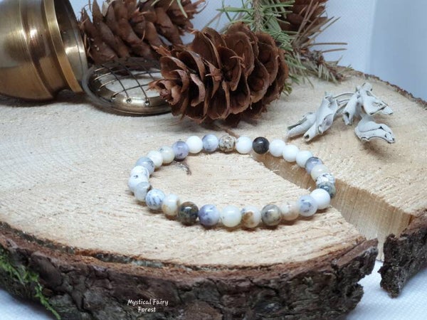 Bracelet "Opale Dentrite (Merlinite)" A