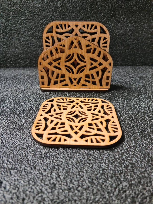 Houten mandala onderzetterset
