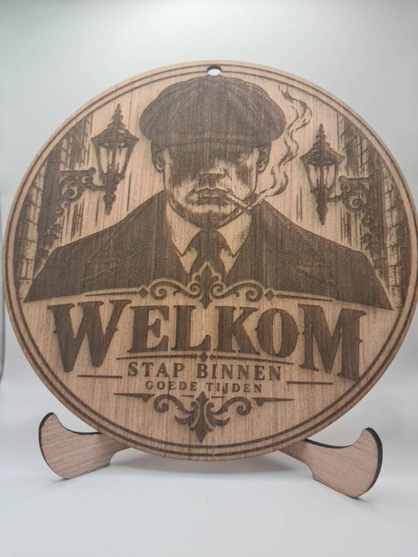 Houten welkomstbord
