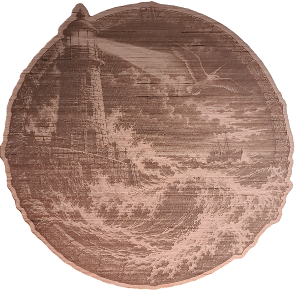 Vuurtoren aan zee - Houten wanddecoratie