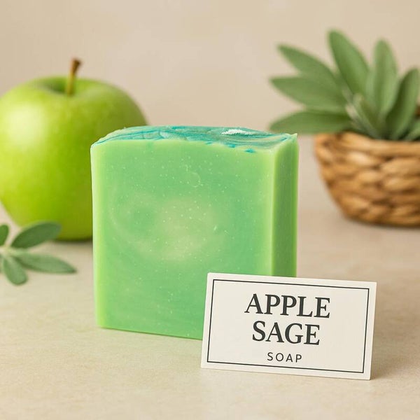 Apple Sage Soap - Fresh Earthy Clean Handcrafted Artisan Soap with Crisp Green Apple & Herbal Sage