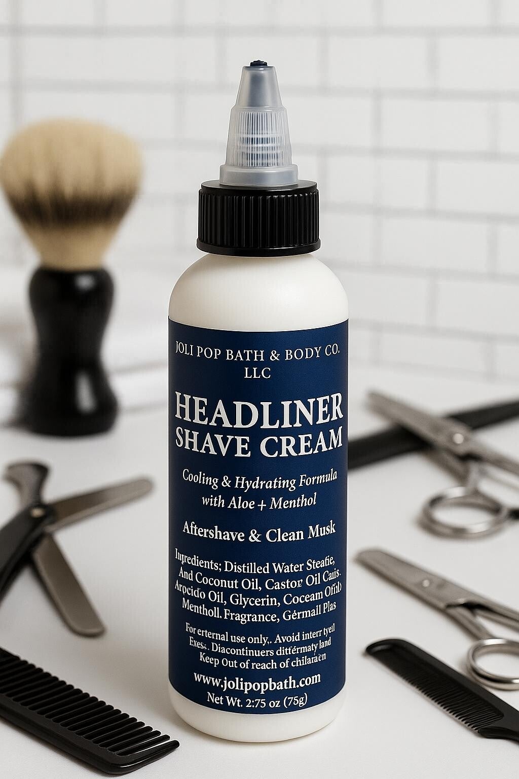 Headliner Shave Cream Cooling & Hydrating Formula with Aloe Menthol Aftershave Clean Musk