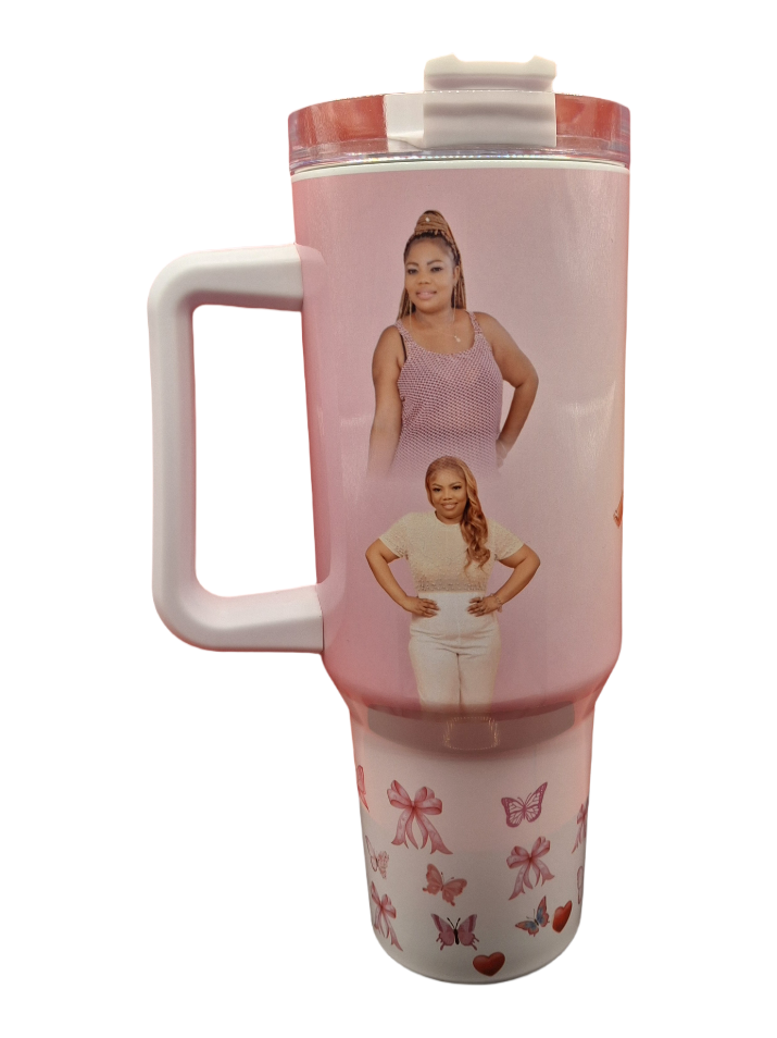 40 oz Personalized Tumbler- Custom Message & Photo