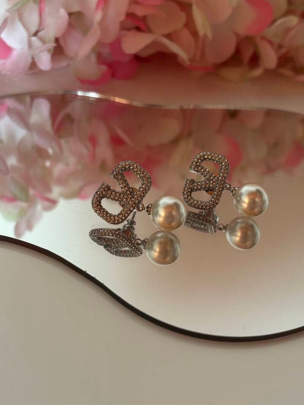 Orecchini perle brillantini vale