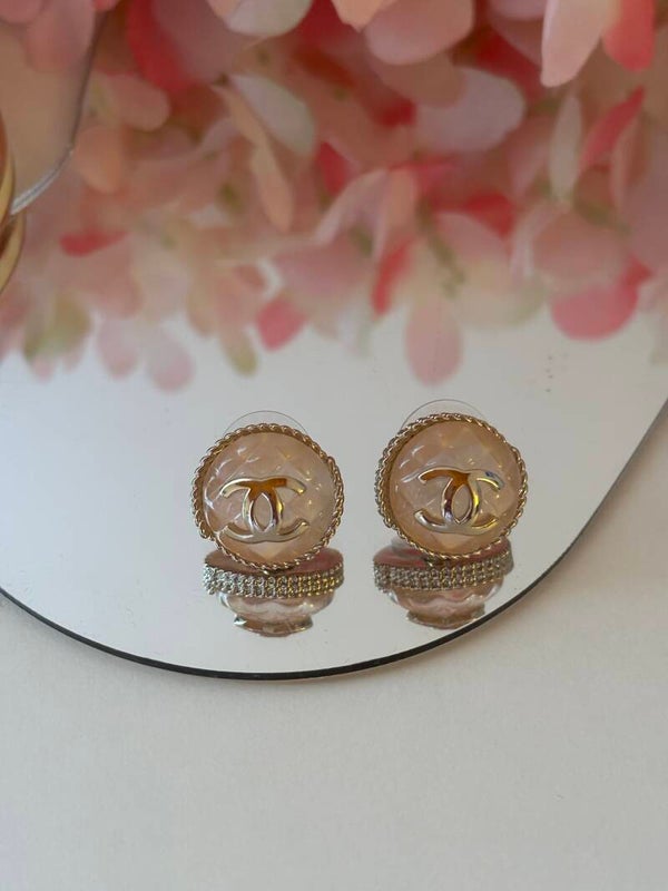 Orecchini a bottone luxury rosa
