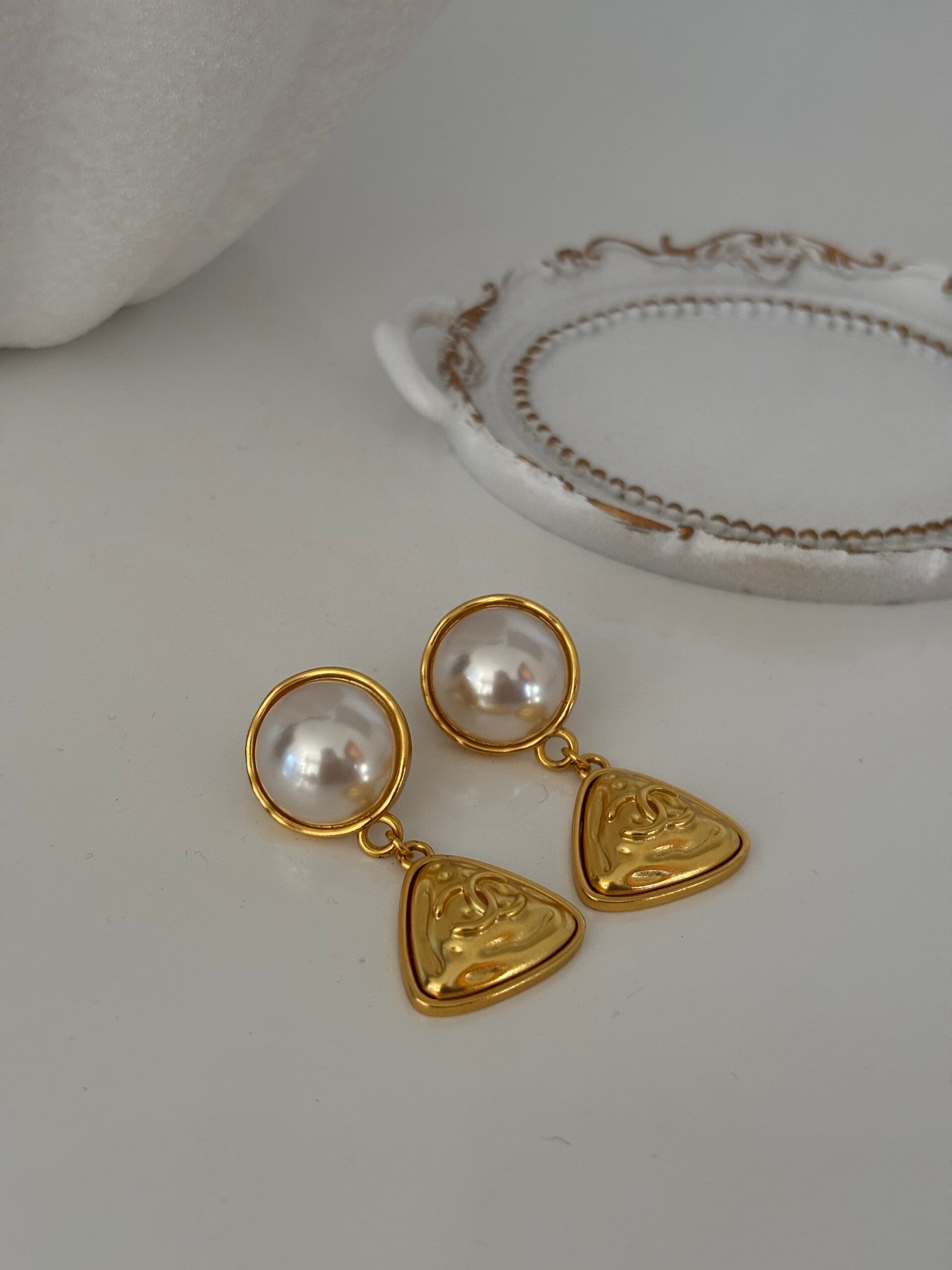 Orecchini vintage ciondoli triangolari