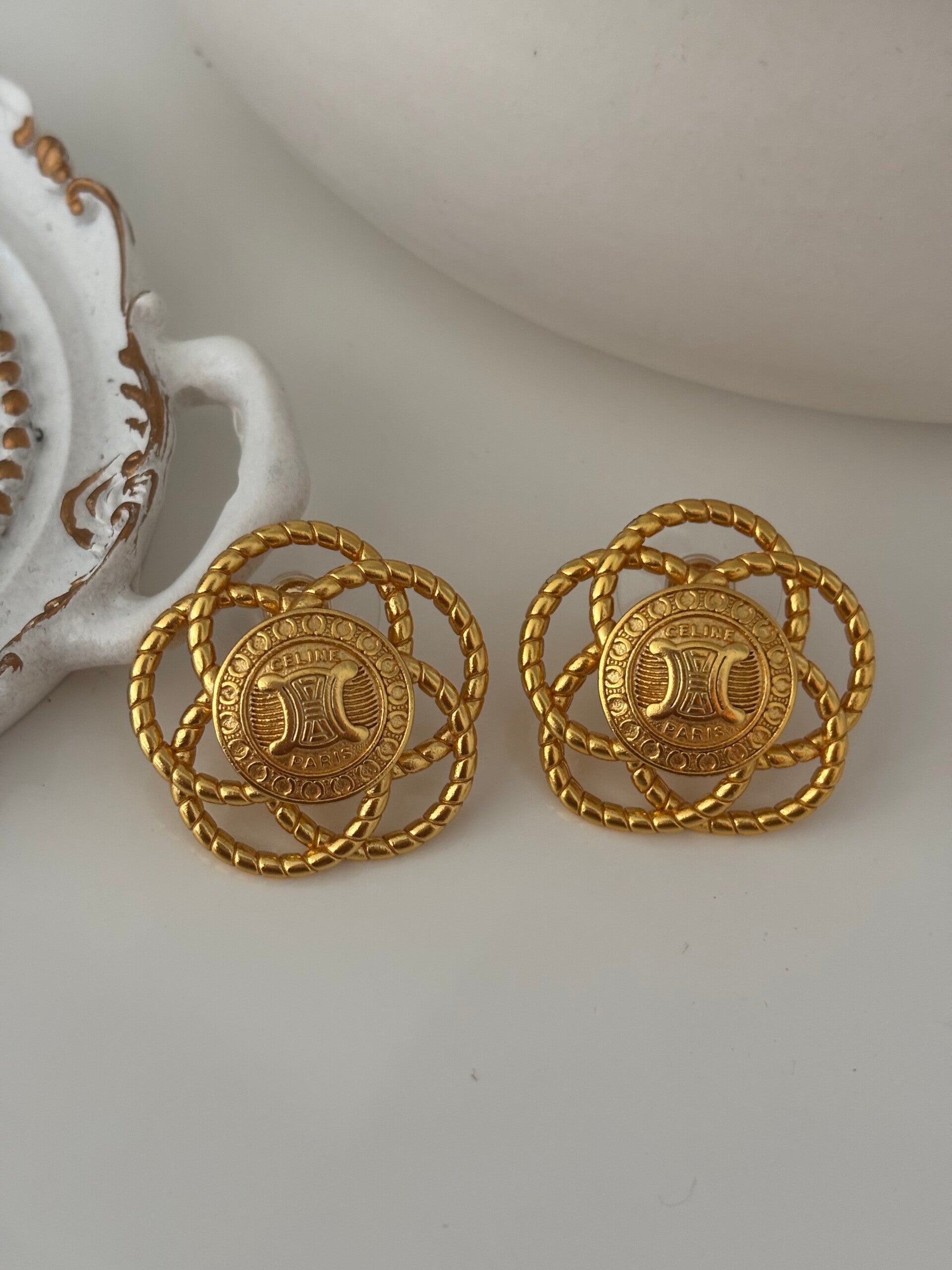 Orecchini celi vintage nodo circolare