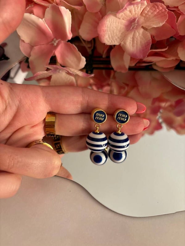 Orecchini perle righe