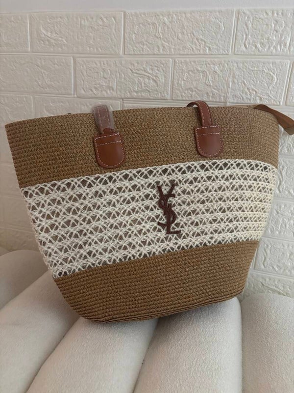 Borsa di paglia bianca Ysl