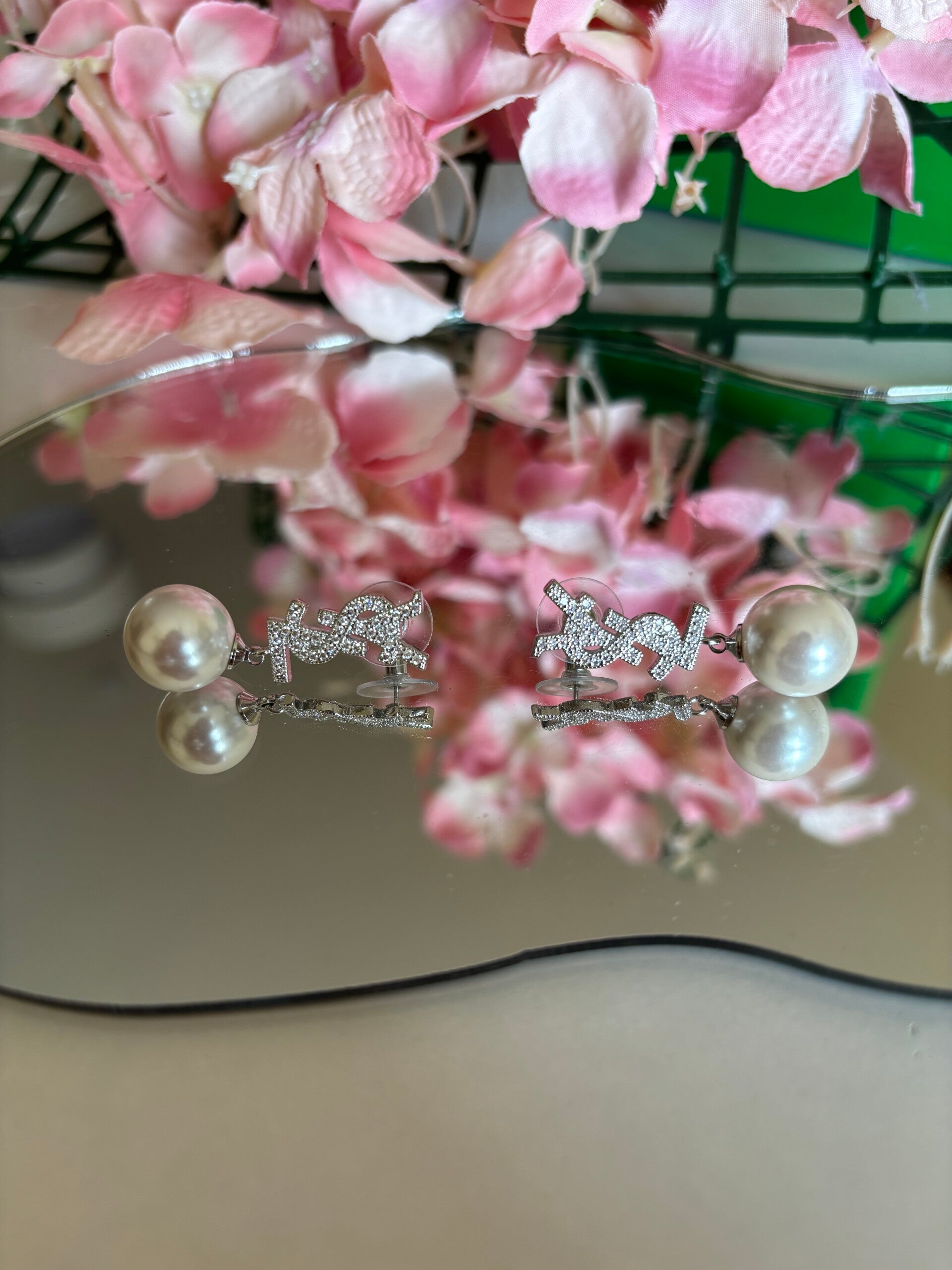 Orecchini ysl perle brillantini