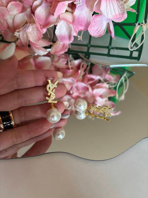 Orecchini ysl perle brillantini
