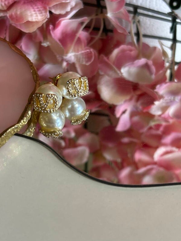 Orecchini perline brillantini vale