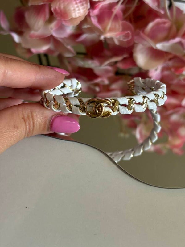 Bracciale regolabile inserti in pelle cc