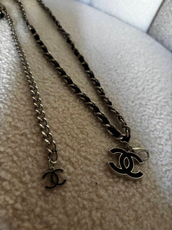 Cintura a catena logo black silver
