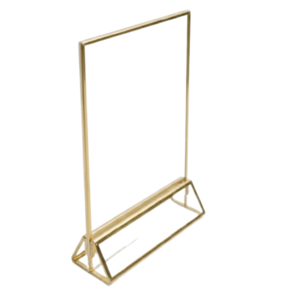 Tischaufsteller golden mit Acrylfenster